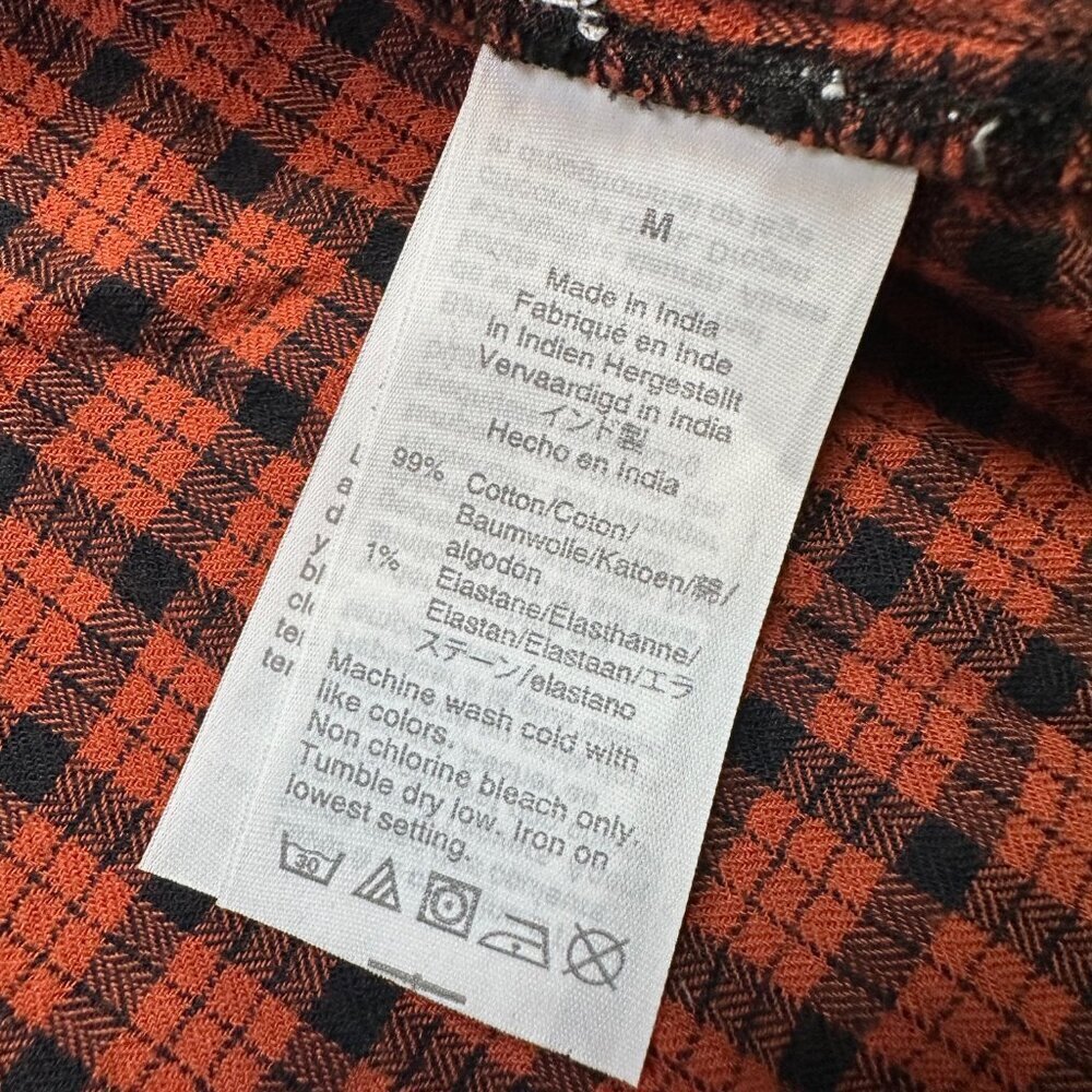 Madewell Ruffle-Front Top in Plaid Orange Red & Black Size Medium Cotton - Picture 7 of 7